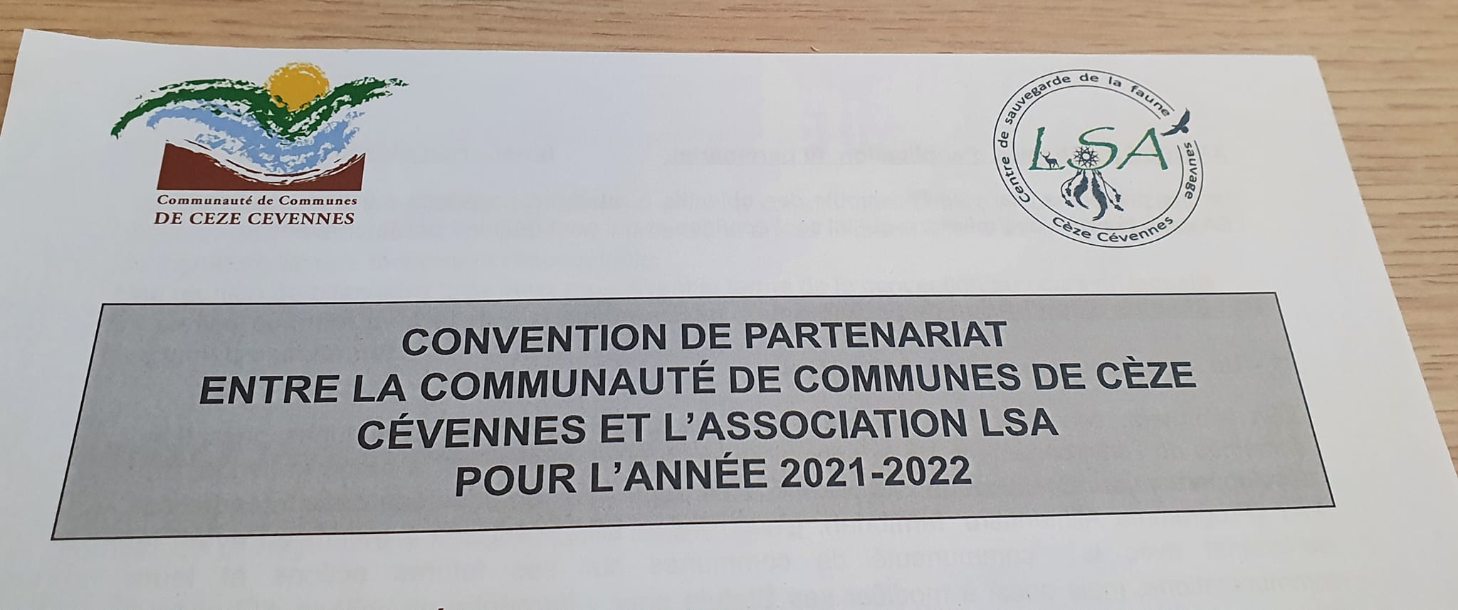 Convention de partenariat entre la Com Com De Cèze Cévennes et LSA Centre de Sauvegarde de la Faune Sauvage